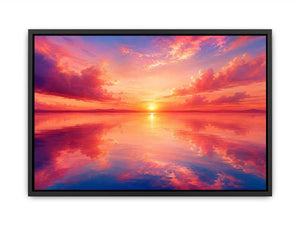 Blush Horizon Reflection watercolor style canvas art for elegant modern home decor.