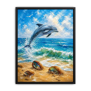 Ocean Leap Serenity watercolor style canvas art for elegant modern home decor.