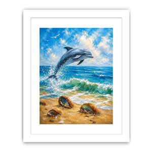 Ocean Leap Serenity watercolor style canvas art for elegant modern home decor.