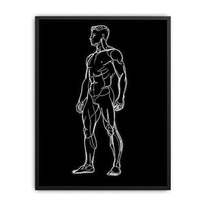 Neon Anatomy Figure watercolor style canvas art for elegant modern home decor.