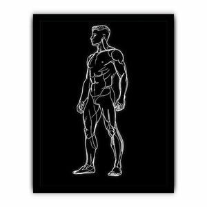 Neon Anatomy Figure watercolor style canvas art for elegant modern home decor.