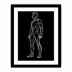 Neon Anatomy Figure watercolor style canvas art for elegant modern home decor.
