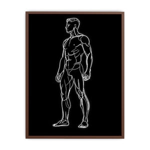Neon Anatomy Figure watercolor style canvas art for elegant modern home decor.