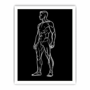 Neon Anatomy Figure watercolor style canvas art for elegant modern home decor.