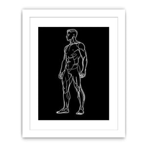 Neon Anatomy Figure watercolor style canvas art for elegant modern home decor.