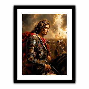 Classical warrior portrait canvas art for luxury office and library interiors.