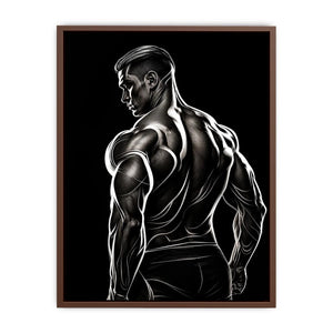 Black and white muscular male line art canvas for modern masculine interior decor.