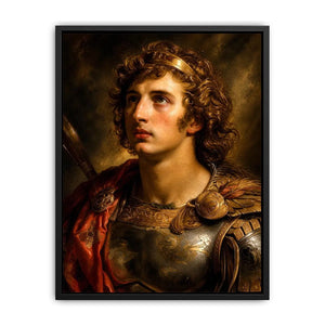Renaissance warrior portrait canvas art for elegant traditional living room decor.