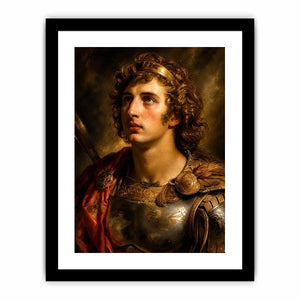Renaissance warrior portrait canvas art for elegant traditional living room decor.