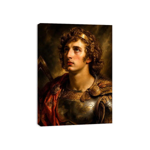 Renaissance warrior portrait canvas art for elegant traditional living room decor.