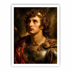Renaissance warrior portrait canvas art for elegant traditional living room decor.