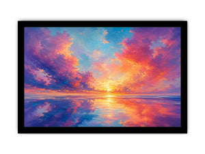 Colorful pastel sunset ocean canvas art for modern living room decor.