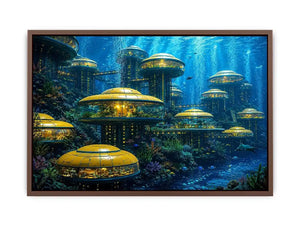Futuristic underwater city canvas art for modern office and luxury interiors.