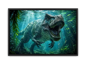 Underwater dinosaur wall art for bold kids room and gaming decor.