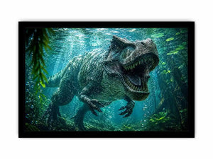 Underwater dinosaur wall art for bold kids room and gaming decor.