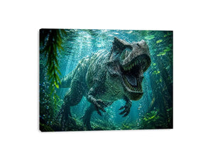 Underwater dinosaur wall art for bold kids room and gaming decor.