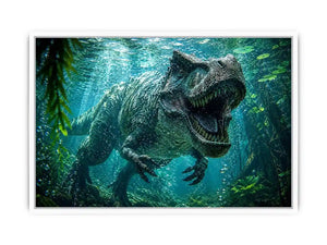 Underwater dinosaur wall art for bold kids room and gaming decor.