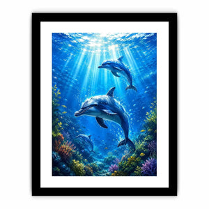 Dolphin canvas print for coastal living room and beach-inspired decor.