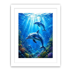 Dolphin canvas print for coastal living room and beach-inspired decor.