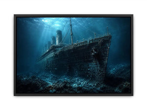 Underwater Titanic shipwreck photography artwork canvas art for elegant modern interior decor