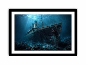 Underwater Titanic shipwreck photography artwork canvas art for elegant modern interior decor