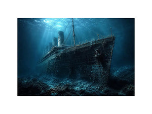 Underwater Titanic shipwreck photography artwork canvas art for elegant modern interior decor