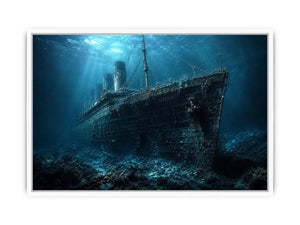 Underwater Titanic shipwreck photography artwork canvas art for elegant modern interior decor