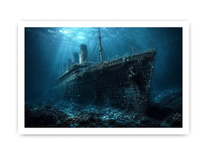 Underwater Titanic shipwreck photography artwork canvas art for elegant modern interior decor