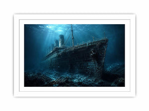 Underwater Titanic shipwreck photography artwork canvas art for elegant modern interior decor