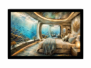 Luxury underwater bedroom ocean photography canvas art for elegant modern interior decor