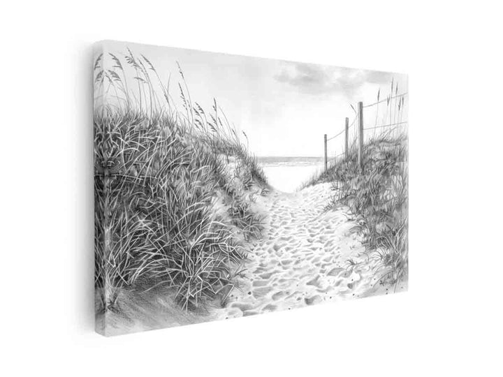 Beach Path Drawing canvas Print