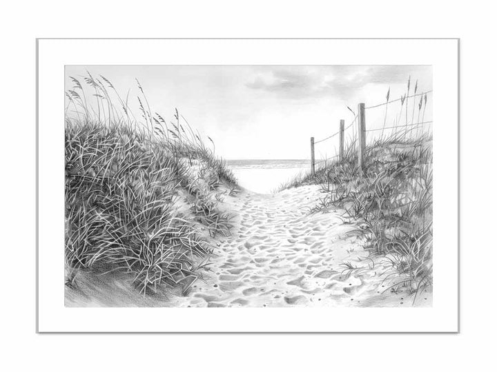 Beach Path Drawing framed Print