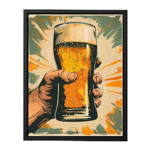 Retro pop art beer glass illustration for home bar wall decor.