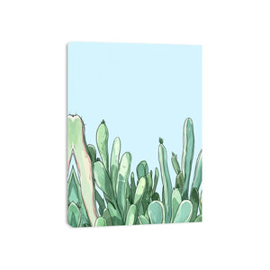 Minimal cactus illustration canvas print for calm bedroom decor.