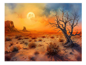 Southwestern desert landscape wall art for warm living room decor.