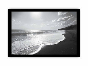 Black and white Beach Art framed Print