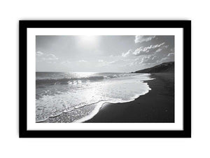 Black and white Beach Art framed Print