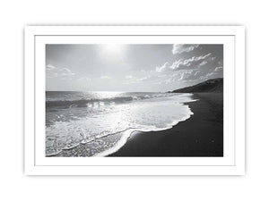 Black and white Beach Art framed Print