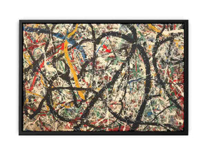 Dramatic black abstract canvas art with bold paint splatter for modern office decor.