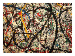 Dramatic black abstract canvas art with bold paint splatter for modern office decor.