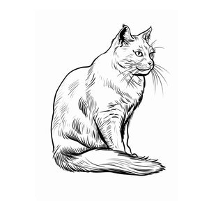 Minimal black and white cat line art canvas for modern bedroom or office decor.