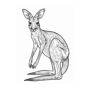 Minimal black and white kangaroo line art canvas for nursery or kids room decor.