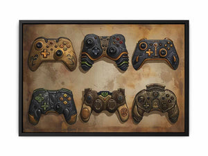 Vintage game controller canvas art for mancave and modern gaming room decor.