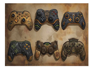 Vintage game controller canvas art for mancave and modern gaming room decor.