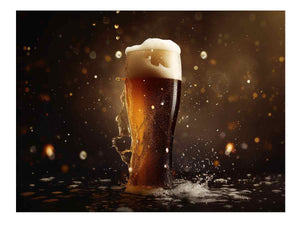 Foaming amber beer glass photography for stylish home bar decor.