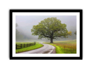 Foggy Road Art framed Print