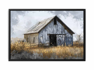 Rustic barn landscape canvas art for farmhouse living room decor.