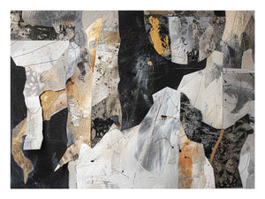 Modern abstract collage canvas art for contemporary office wall decor.