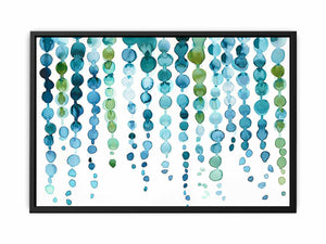 Watercolor blue and green abstract circle artwork for modern living room decor