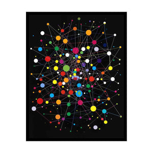 Colorful abstract network canvas art with circles and lines for modern office decor.
